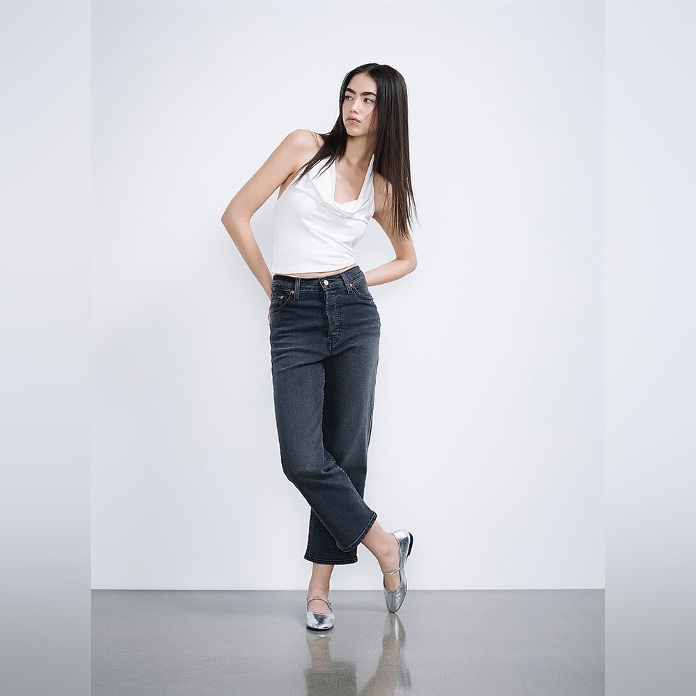 Levi’s Ribcage Straight Premium High Rise Jeans Washed Black W27 L27 Blank Tab